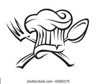 chef hat fork and spoon clip art