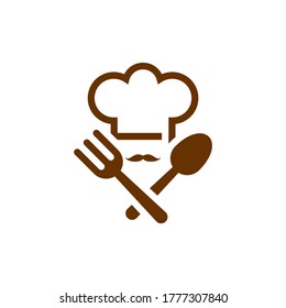 Chef Hat with Spoon and Fork Logo Design Template Vector, Icon Symbol, Creative Design Concepts