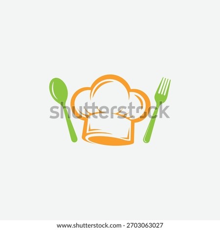 Chef hat with spoon and fork logo design for restaurant or culinary arts