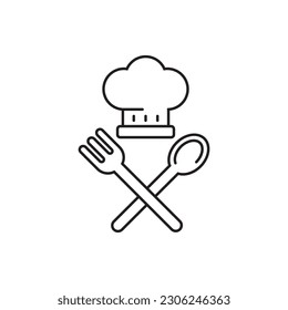 Chef hat with spoon and fork vector illustration suitable for restaurant icon