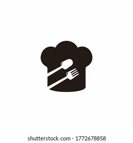 Chef hat with spoon fork.Simple geometric symbol decor vector
