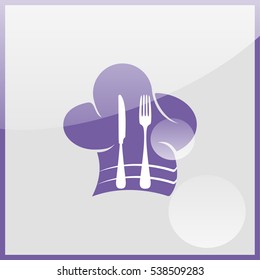 Chef hat with spoon and knife inside.