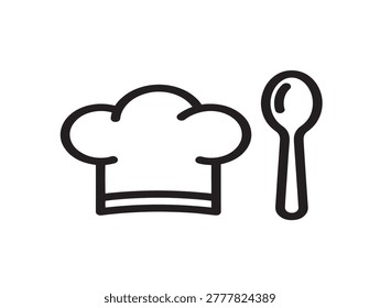 Chef hat and spoon minimalist flat design vector illustration
