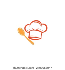 Icono simple del sombrero y de la cuchara del chef para cocinar, restaurante, tema culinario