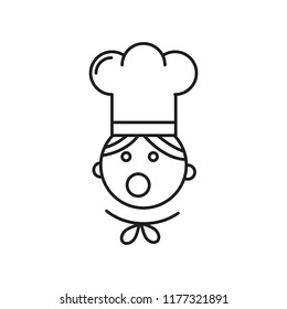 Chef hat symbol, logo. Chef in a cooking hat vector outline icon