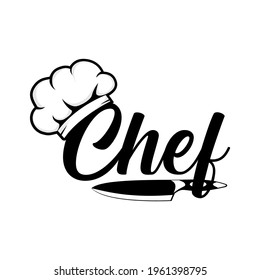 Chef hat symbol logo design vector. hat symbol logo design, inscription, chef's knife