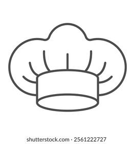 Chef hat thin line icon, horeca worker headwear concept. Vector graphics. Cooker man hat sign on white background, outline style icon for mobile or web design