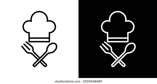 Chef hat thin line vector icon set.