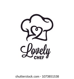 Chef Hat Toque with Heart Love Symbol for Friendly Kitchen Restaurant or Lovely Cuisine Delicious Food Meal logo design inspiration