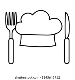 chef hat uniform with cutleries