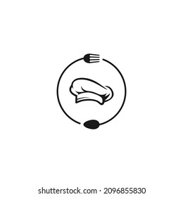 logotipo de sombrero de chef y restaurante utensil