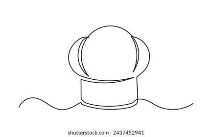 Chef hat vector continuous line drawing of chef hat or cap for restaurant.Single-line art design used for print, cards, banners, brochures, menus, posters, and logos. isolated on a white background
