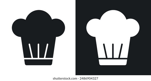 Chef hat vector icon set in solid black and white color