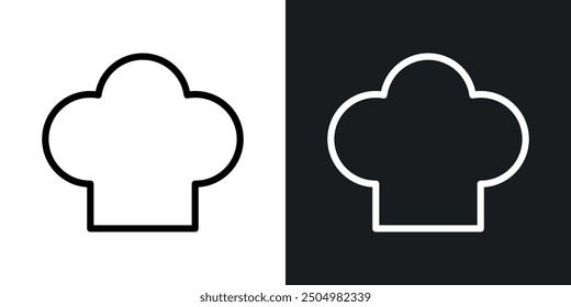 Chef hat vector icon set black and white filled and outlined style.