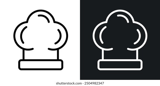 Chef hat vector icon set black and white filled and outlined style.