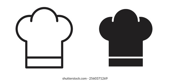 Chef hat vector icon set in black color.