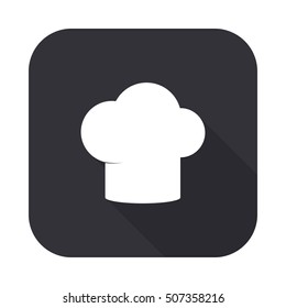 Chef hat vector icon - squared button  with long shadow