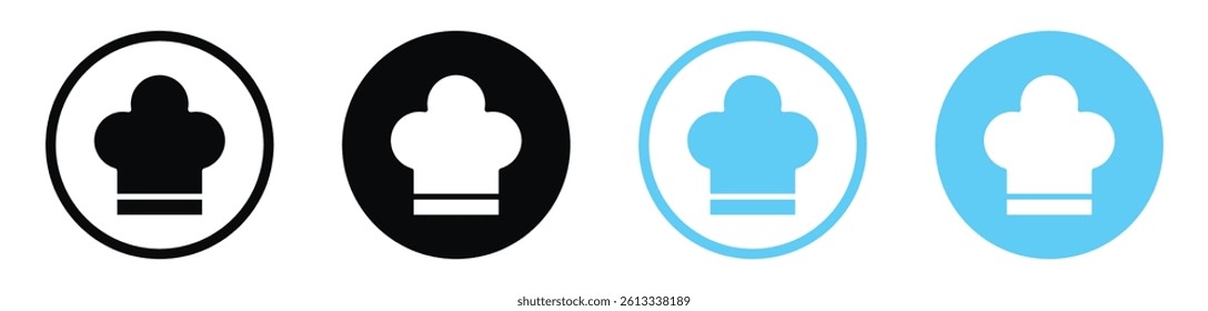 Chef hat vector icons in black and blue colors