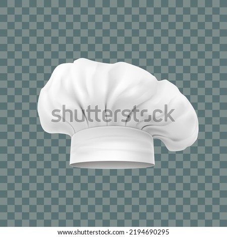 Chef hat, vector mockups. White baker toque realistic design of professional uniform headwear of restaurant and cafe kitchen staff on transparent background Foto stock © 
