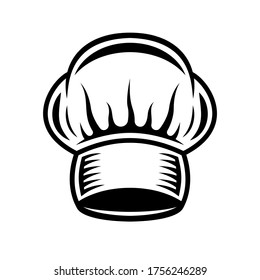 Chef hat vector object or design element in monochrome vintage style isolated on white background