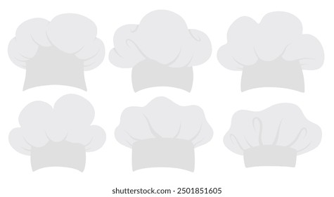 Chef hat vector set cute cartoon style.