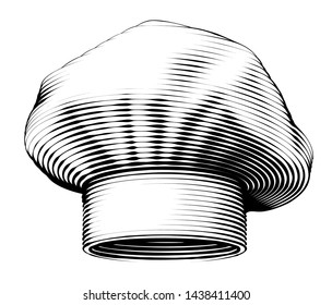 Chef hat. Vector vintage engraving illustration isolated on white background. EPS10. RGB. One global color