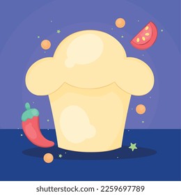 chef hat with vegetables icons