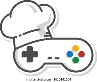 chef hat video game console joystick controller vector art illustration