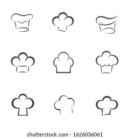 Chef hats. Chef hat icon set, cafe signs