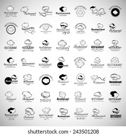 Chef Hats Icons Set - Isolated On Gray Background - Vector Illustration, Graphic Design, Editable For Your Design  