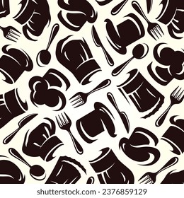 chef hats pattern, background set. Collection icon chef hats. Vector