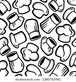 chef hats pattern, background set. Collection icon chef hats. Vector