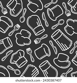 chef hats pattern, background set. Collection icon chef hats. Vector