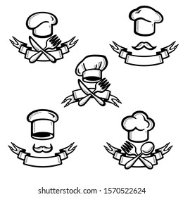 chef hats set. Collection icon chef hats. Vector