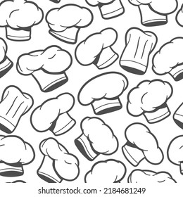 Chef hats vector cartoon seamless pattern on a white background.