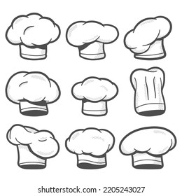 Caricatura vectorial de sombreros de chef aislada en un fondo blanco.