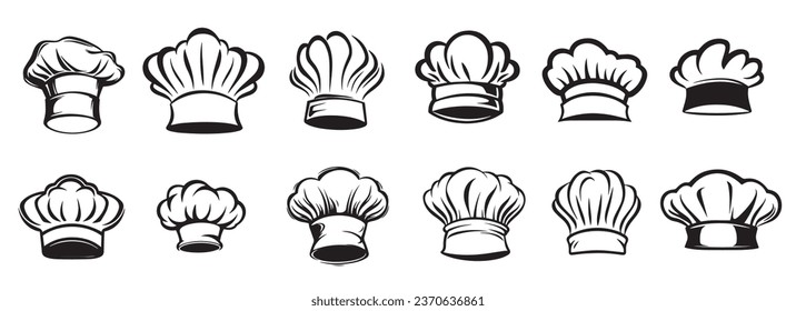 Sombreros de chef, decoración vectorial, silueta de ilustración negra para corte láser