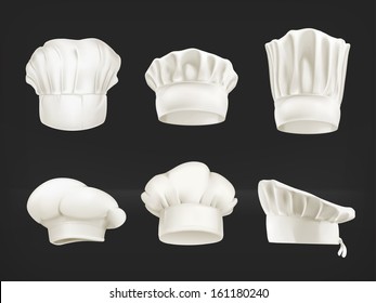 Chef hats vector set on black