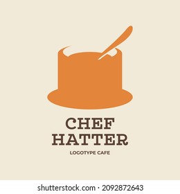 Chef Hatter logo vector illustration - Vector. Cafe logo. Cup of tea coffee with a hat.