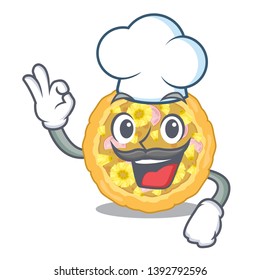 Chef hawaiian pizza in the mascot shape