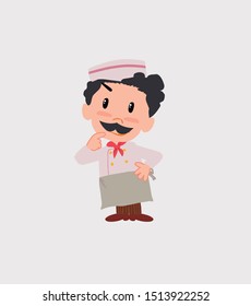 Chef; he is thoughtful and happy.
