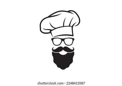 Chef Head Geek Bearded Man Logo Vector Symbol 