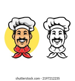 chef head mascot cartoon logo template