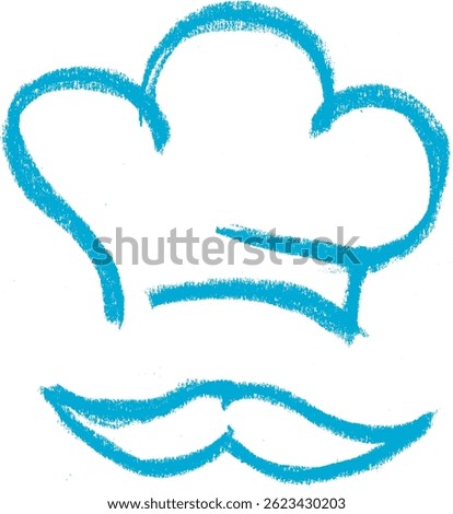 Chef Head Mustache Icon Crayon Chalk Drawing Vector 