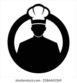 Chef Head Silhouette Vector Illustration Cooking Hat Icon Culinary Profile Clipart Kitchen Symbol