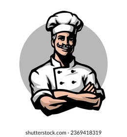 Chef in headdress. Logo, emblem.