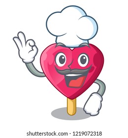 Chef heart character ice cream on candy