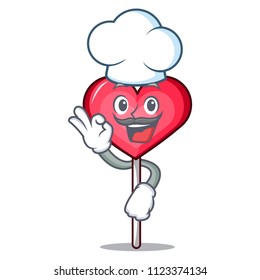 Chef heart lollipop character cartoon