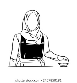 Chef with hijab muslim woman vector illustration