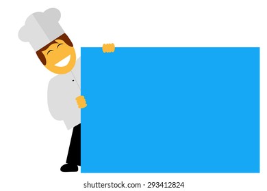 Chef Holding a Big Blank Paper

